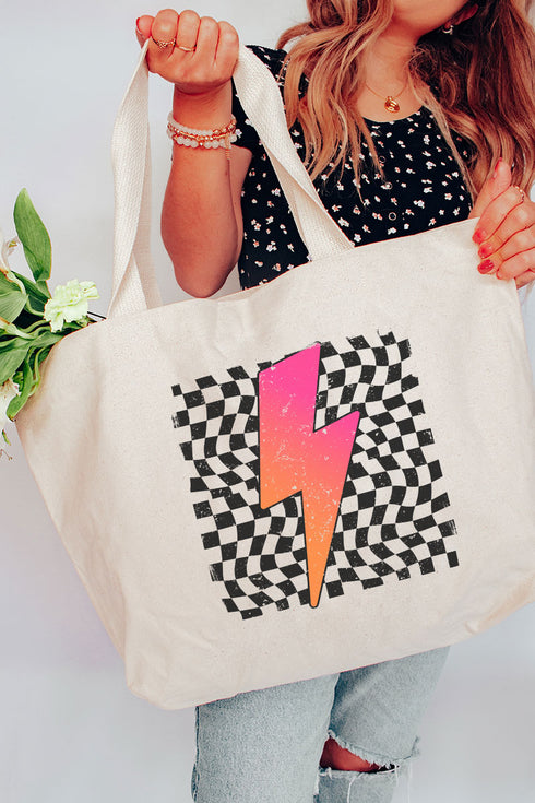 Neon Lightning Bolt Canvas Jumbo Tote