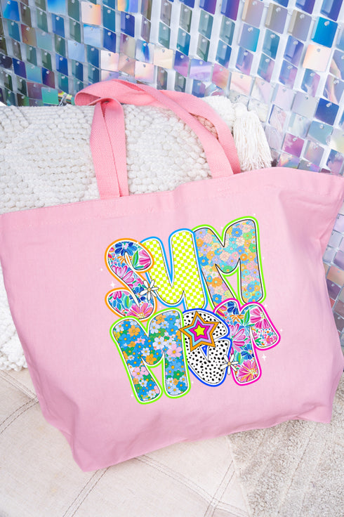 Neon Summer Canvas Jumbo Tote