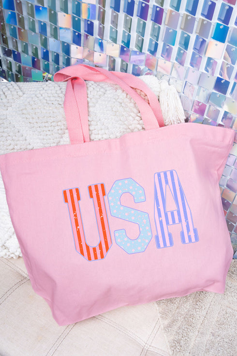 Pastel American Dreamin' Vibes Canvas Jumbo Tote