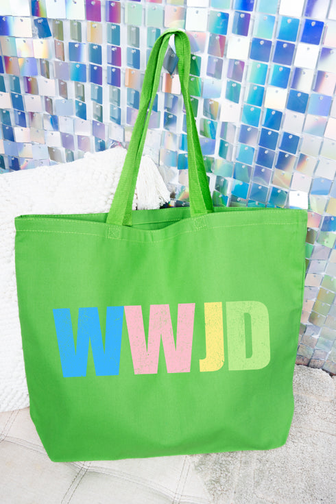 Pastel WWJD Canvas Jumbo Tote