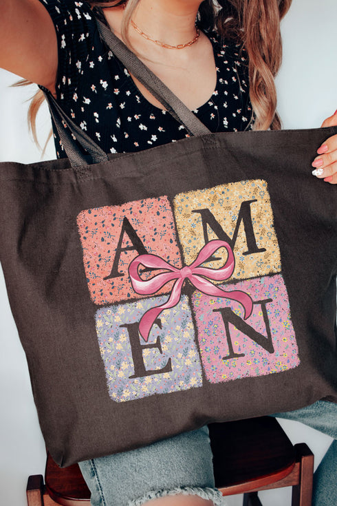 Patchwork Floral Amen Canvas Jumbo Tote