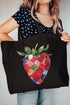 Faux Patchwork Strawberry Canvas Jumbo Tote