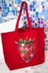 Faux Patchwork Strawberry Canvas Jumbo Tote