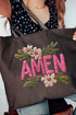 Pink Amen Faux Embroidery Canvas Jumbo Tote