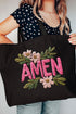 Pink Amen Faux Embroidery Canvas Jumbo Tote