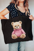 Pink Vintage Teddy Bear Canvas Jumbo Tote
