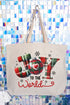 Plaid Joy To The World Canvas Jumbo Tote