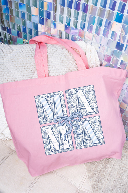 Preppy Blue Mama Canvas Jumbo Tote