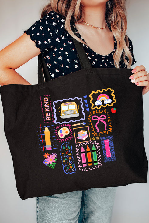 Preppy Teacher Swirl Canvas Jumbo Tote