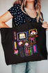 Preppy Teacher Swirl Canvas Jumbo Tote