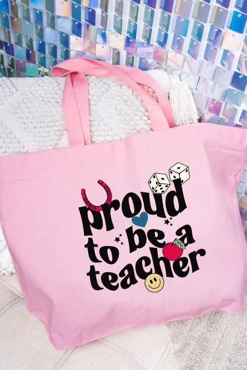 Proud Teacher Canvas Jumbo Tote