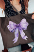 Purple Watercolor Bow Canvas Jumbo Tote