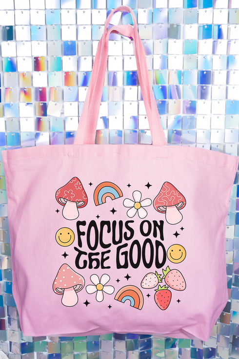 Rainbows Focus On The Good Canvas Jumbo Tote