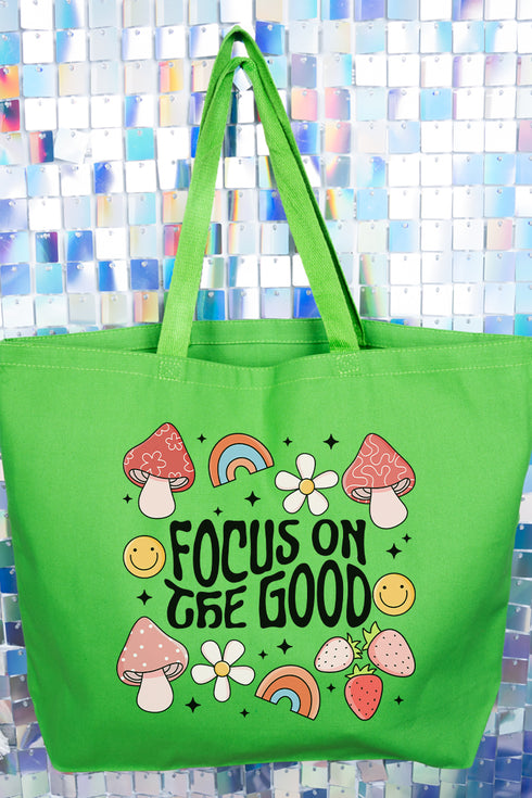 Rainbows Focus On The Good Canvas Jumbo Tote