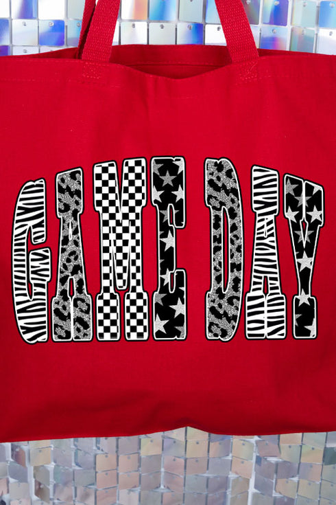 Groovy Game Day Check Canvas Jumbo Tote