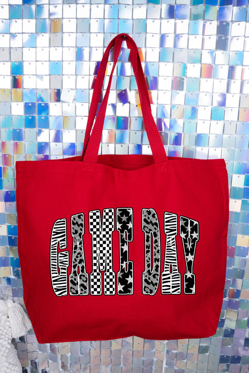 Groovy Game Day Check Canvas Jumbo Tote