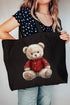 Red Vintage Teddy Bear Canvas Jumbo Tote