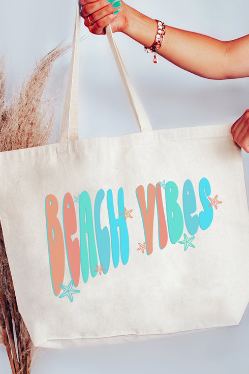 Retro Beach Vibes Canvas Jumbo Tote