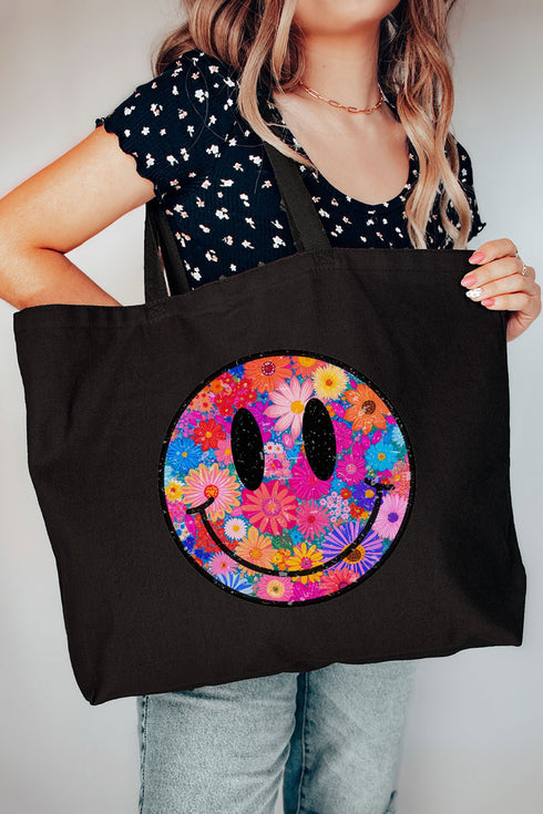 Retro Happy Smiles Canvas Jumbo Tote