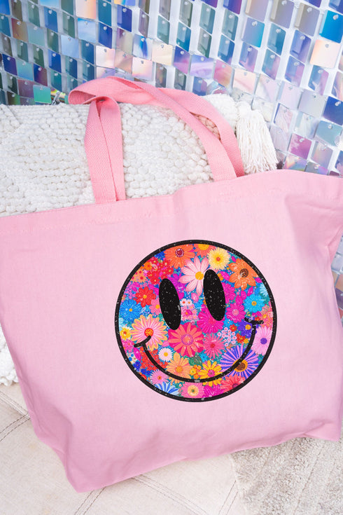 Retro Happy Smiles Canvas Jumbo Tote