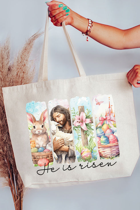 Retro He Is Risen Canvas Jumbo Tote