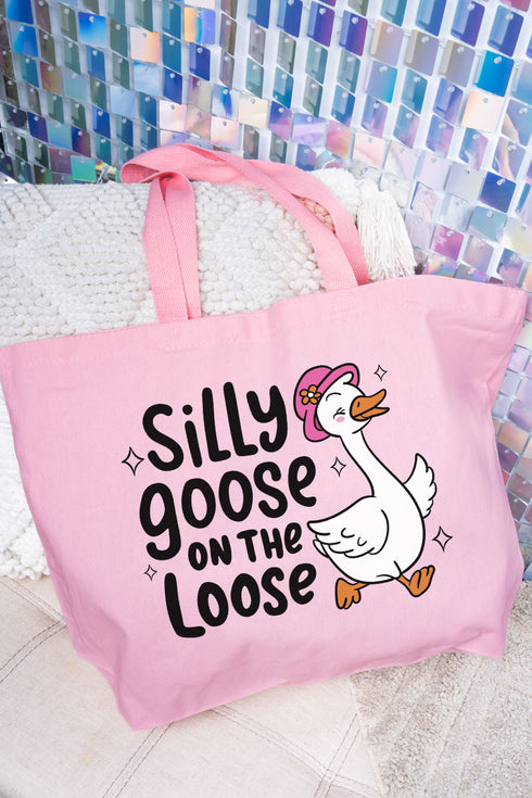 Silly Goose On The Loose Canvas Jumbo Tote