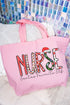 Santa's Favorite Elf Nurse Canvas Jumbo Tote