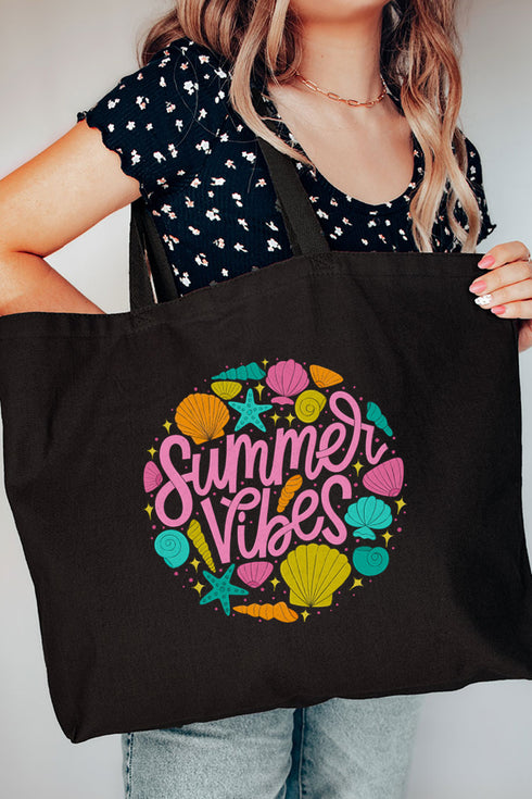 Shells & Summer Vibes Canvas Jumbo Tote