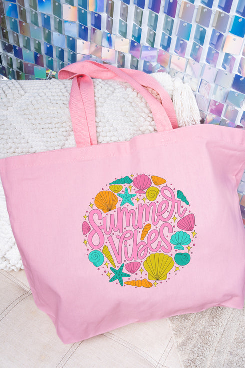 Shells & Summer Vibes Canvas Jumbo Tote