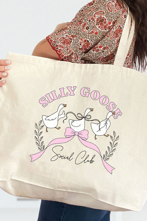 Silly Goose Social Club Canvas Jumbo Tote