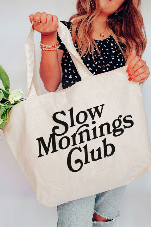 Slow Mornings Club Canvas Jumbo Tote