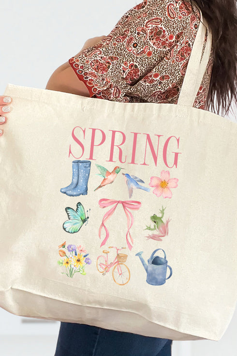 Spring Garden Canvas Jumbo Tote