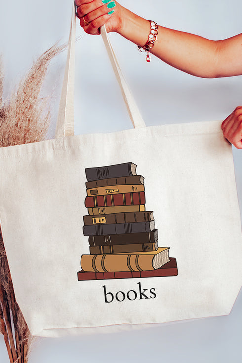 Stacked Books Jumbo Tote