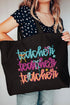 Stacked Colorful Teacher Canvas Jumbo Tote
