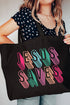 Stacked Jesus Saves Canvas Jumbo Tote