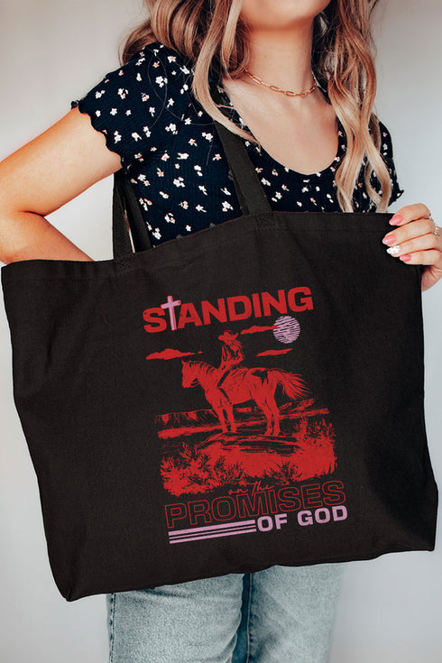 Standing On The Promises Of God Canvas Jumbo Tote