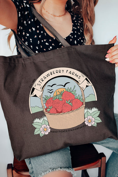Strawberry Farms Canvas Jumbo Tote