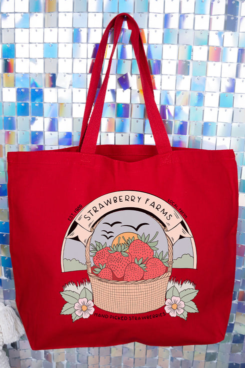 Strawberry Farms Canvas Jumbo Tote