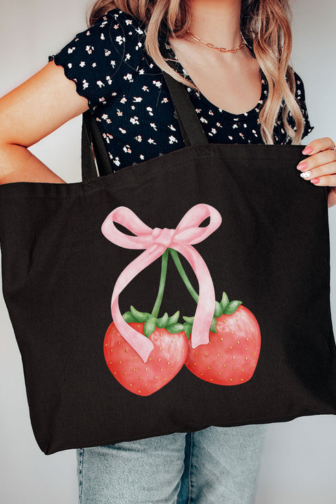 Strawberry Girly Canvas Jumbo Tote