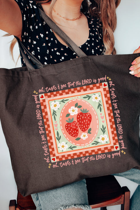 Strawberry Oh Taste & See Canvas Jumbo Tote