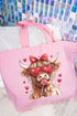 Sucker For Love Highland Cow Canvas Jumbo Tote