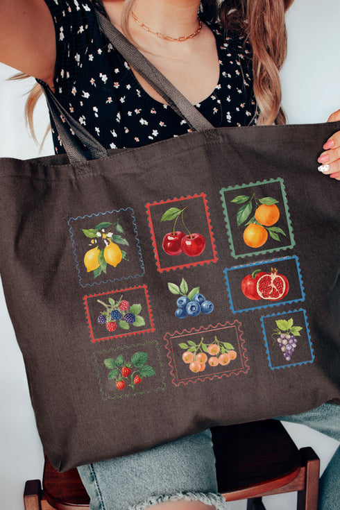 Summer Fruit Stamps Canvas Jumbo Tote