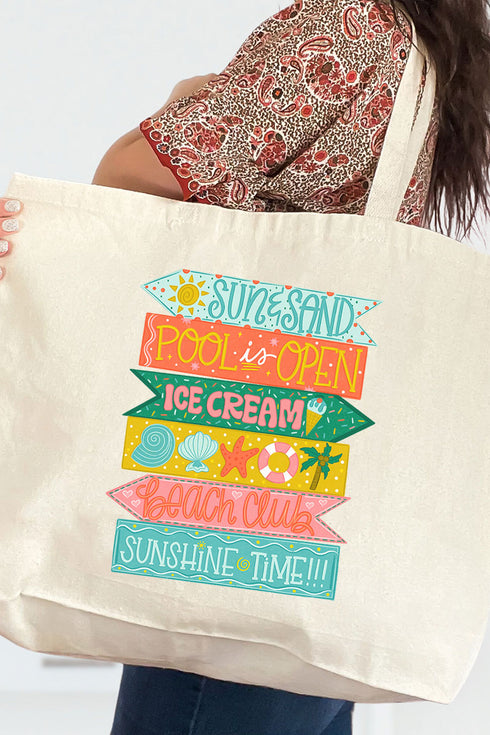 Summer Signs Canvas Jumbo Tote