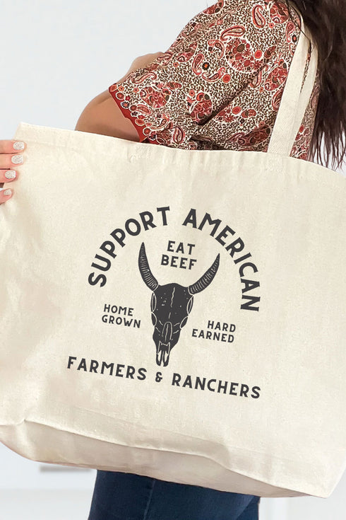 Support American Farmers And Ranchers Canvas Jumbo Tote