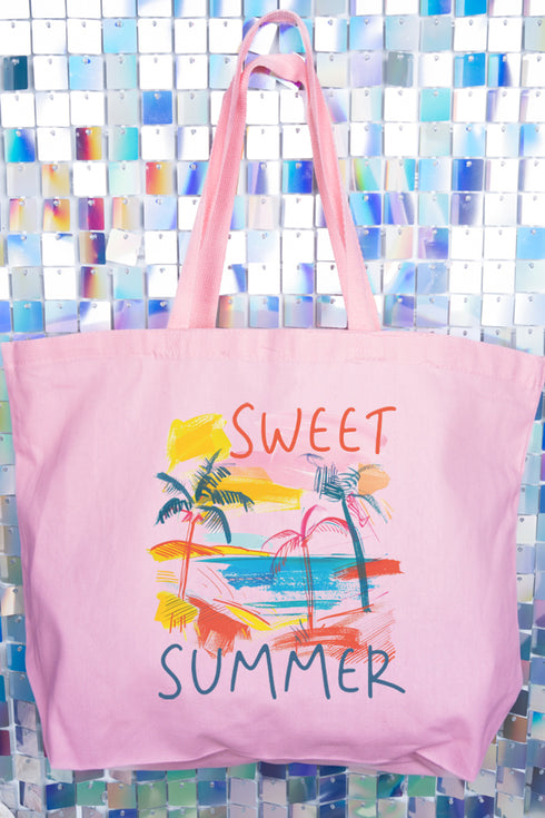 Sweet Summer Palms Canvas Jumbo Tote