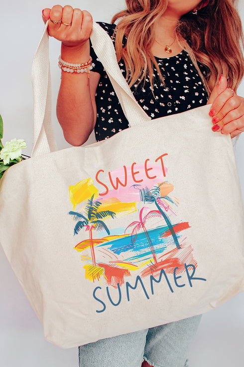 Sweet Summer Palms Canvas Jumbo Tote