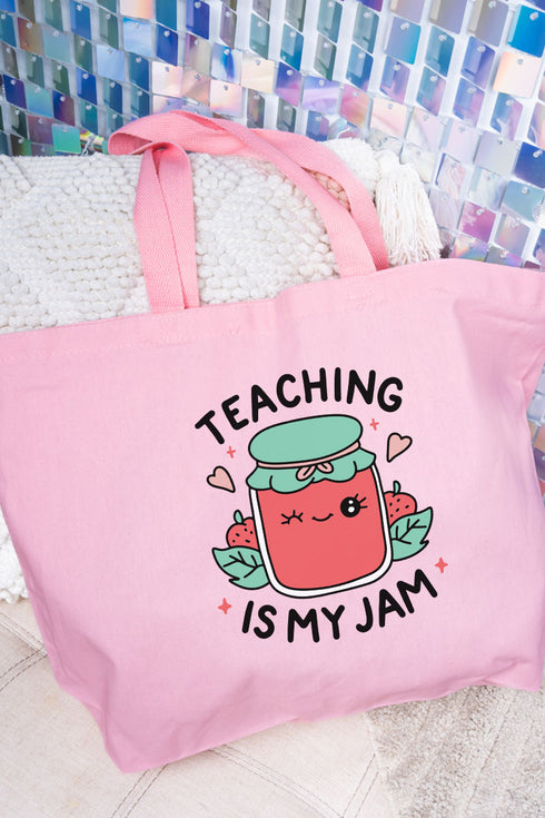Teaching Is My Jam Canvas Jumbo Tote