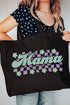 Teal Checkered Daisy Mama Canvas Jumbo Tote