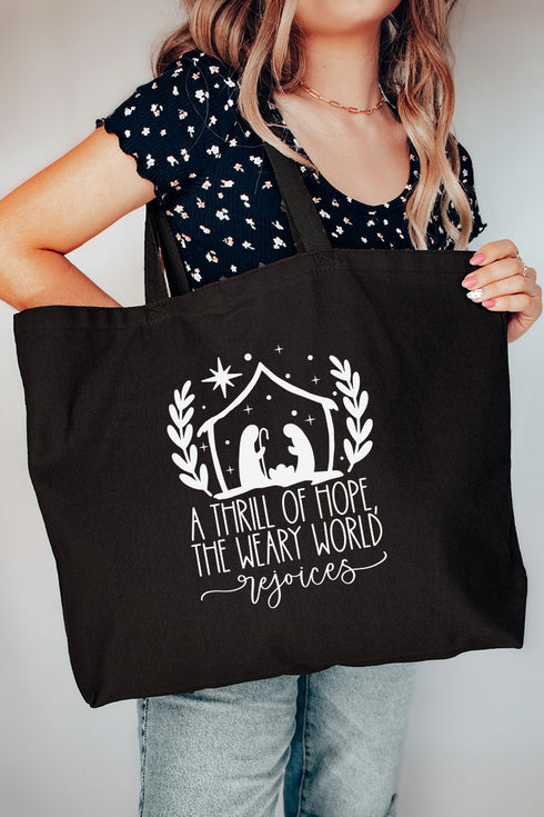 Thrill Of Hope Nativity Canvas Jumbo Tote