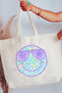 Tropical Cheetah Happy Face Canvas Jumbo Tote